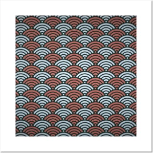 Japanese red seigaiha wave pattern Posters and Art